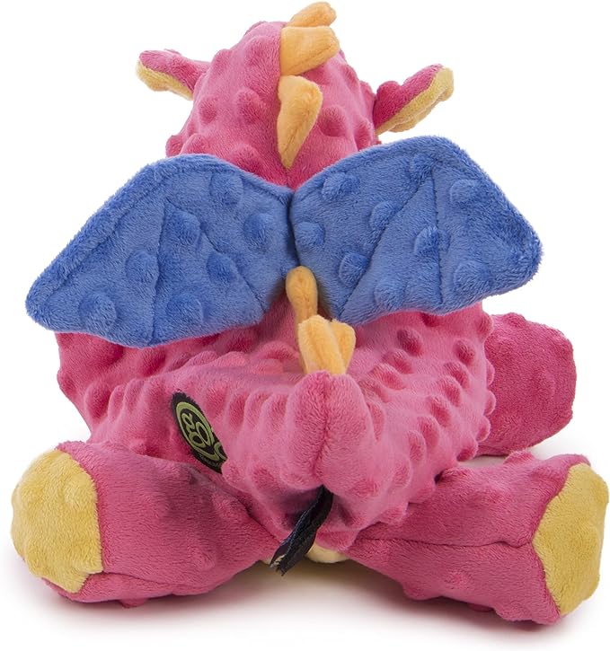 goDog Bubble Plush Dragons Squeaky Dog Toy, Chew Guard Technology - Coral, Large