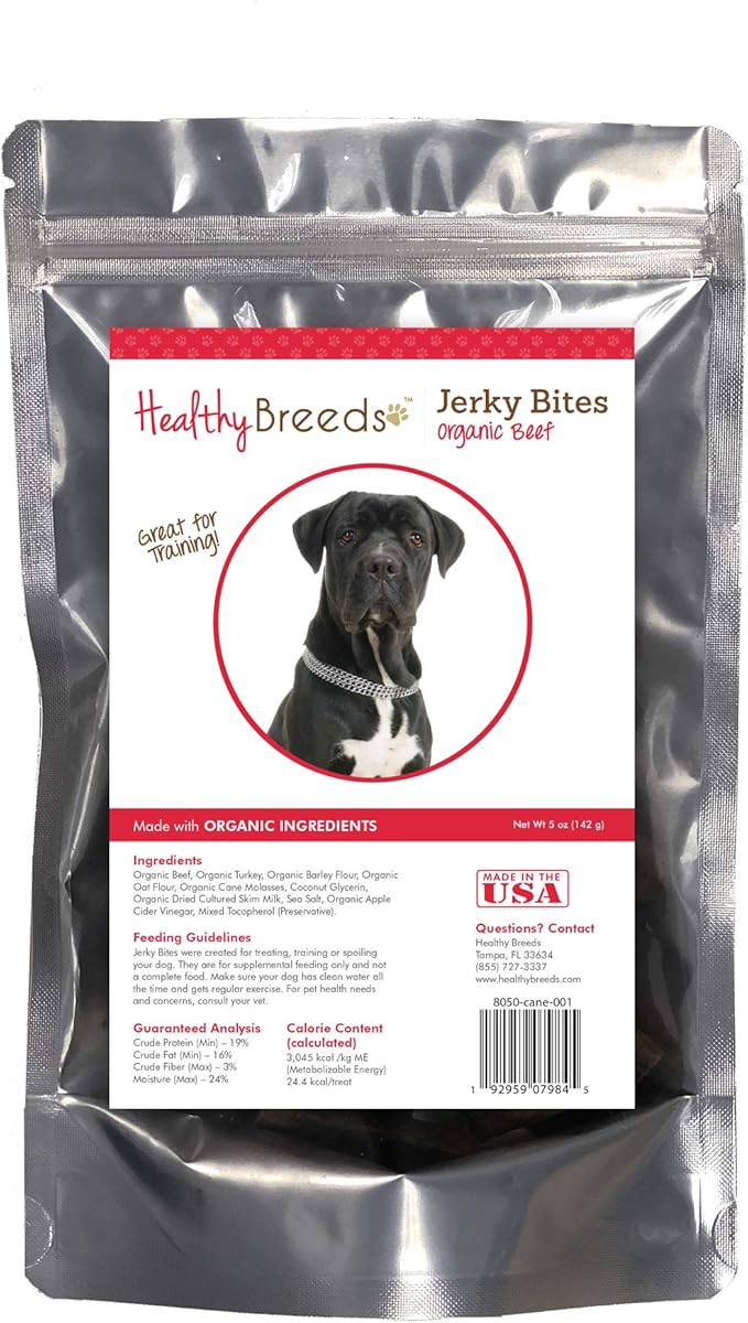 Healthy Breeds Cane Corso Jerky Bites Beef Recipe Dog Treats 5 oz