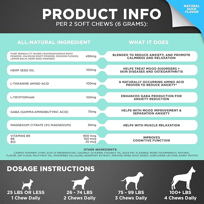 Googipet Hemp Calming Chews for Dogs - Separation Anxiety Relief for Dogs, Dog Calming Chews with Valerian Root, & Hemp, Non-Drowsy Dog Calming Treats - Helps Aid with Thunder, Shaking & Barking