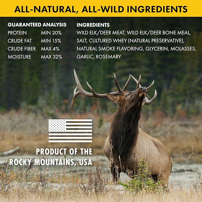 Venison Jerky Dog Treats, Grain Free, All Natural, No Fillers, No Artificial Preservatives - Nature's Purest Dog Treats - 8 oz Bag (2 Pack)