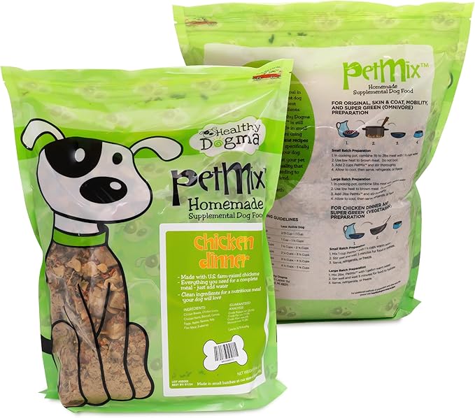 Healthy Dogma - PetMix Dehydrated Dog Food for Allergies - Grain Free, Freeze Dried, Raw, Homemade Dog Food (Chicken Dinner, 10 lbs)
