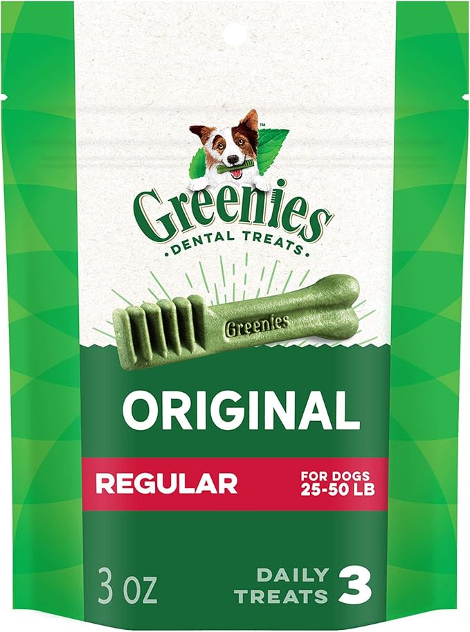 GREENIES Original Regular Natural Dog Dental Treats, 3 oz. Pack (3 Treats)