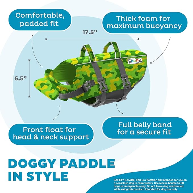 Outward Hound Granby Splash Camo Dog Life Jacket, Large