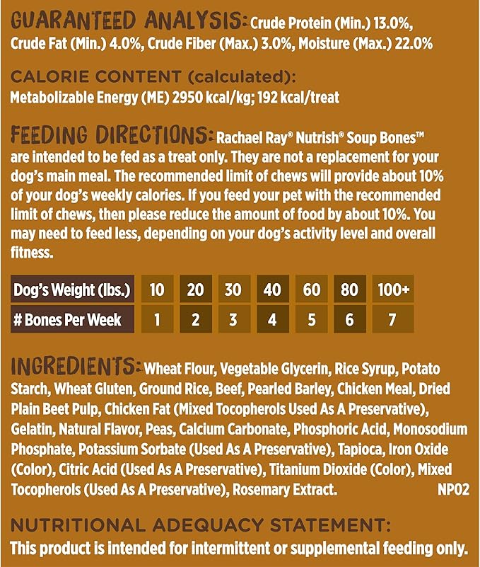Nutrish Rachael Ray Beef, Pea & Brown Rice 40 Pounds Dry Dog Food (Packaging May Vary) + Beef Recipe 11 Count Soup Bones Bundle