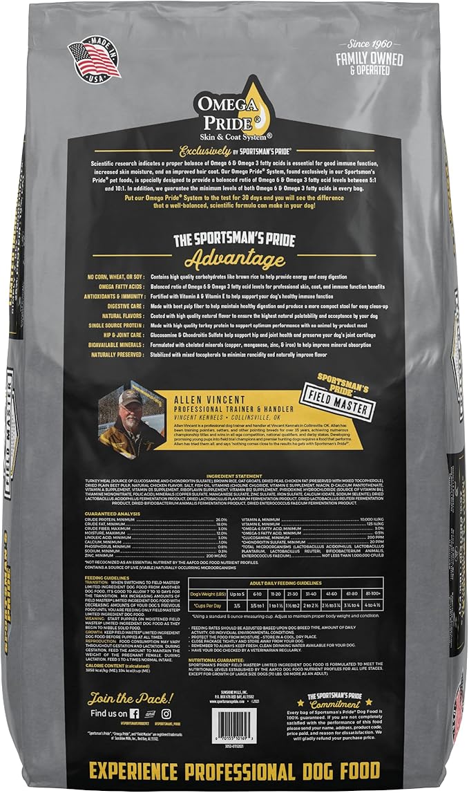 Field Master 26/18 Limited Ingredient Dry Dog Food, 40-lb Bag