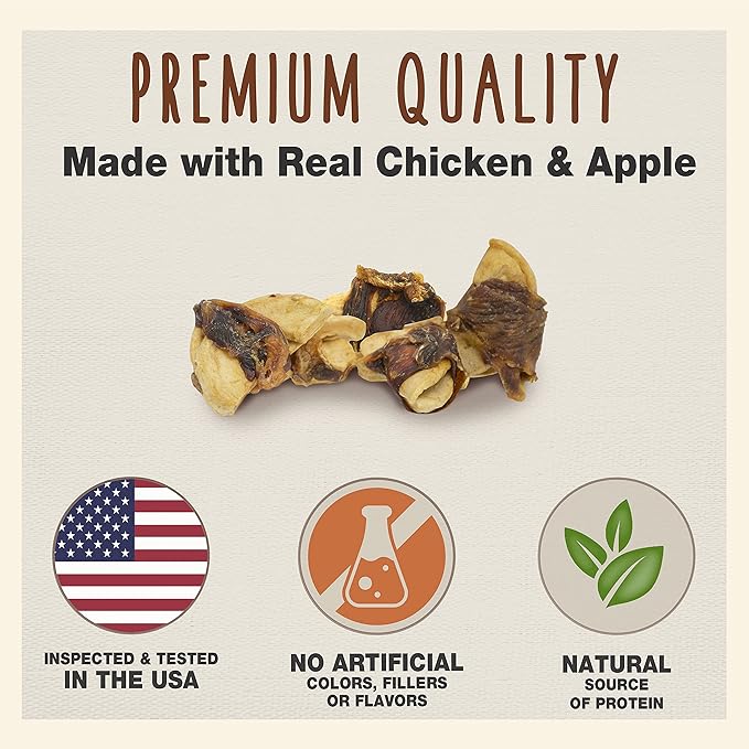 Cadet Gourmet Chicken & Apple Wrapped Dog Treats Wraps - Healthy & Natural Chicken & Apple Dog Training Treats for Small & Large Dogs - Inspected & Tested in USA (3 oz.)