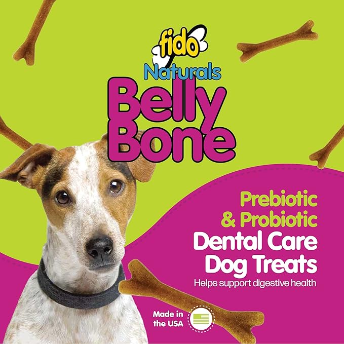 Belly Bones for Dogs, 13 Yogurt Flavor Small Dog Dental Treats (Made in USA) - 13 Count Dog Treats for Small Dogs - Plaque and Tartar Control for Fresh Breath, Digestive Health Support
