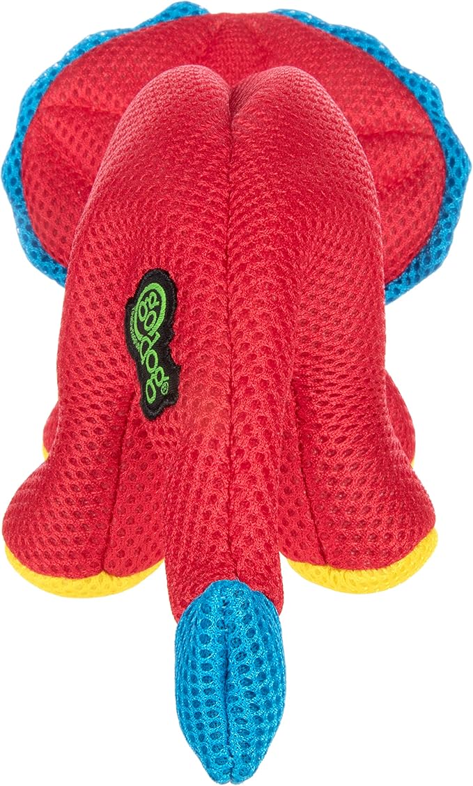 goDog Double Chew Guard Mesh Dinos Frills Squeaky Dog Toy - Red, Small