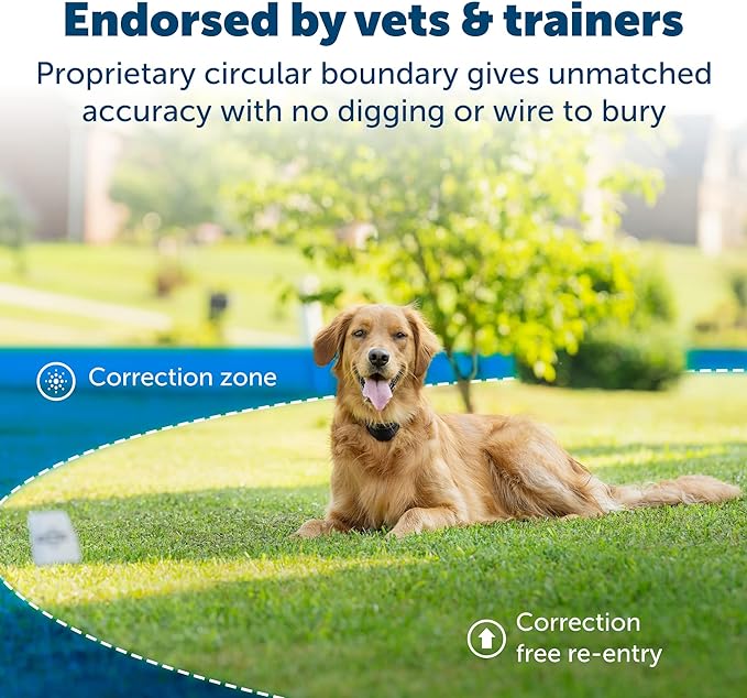 PetSafe Stay & Play Wireless Pet Fence & Replaceable Battery Collar - Circular Boundary Secures up to 3/4 Acre Yard, No-Dig, America's Safest Wireless Fence from Parent Company INVISIBLE FENCE Brand