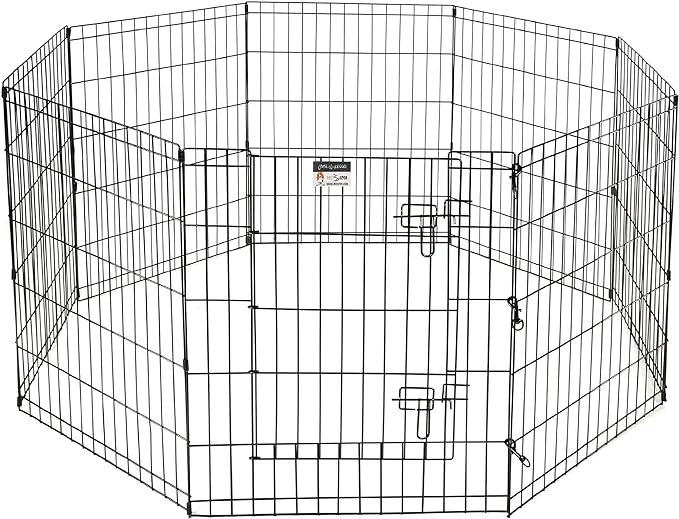 Dog Playpen - Foldable Metal Exercise Puppy Play Pen with 8 24x30in Panels - Indoor/Outdoor Pen with Door for Dogs, Cats or Small Animals by PETMAKER