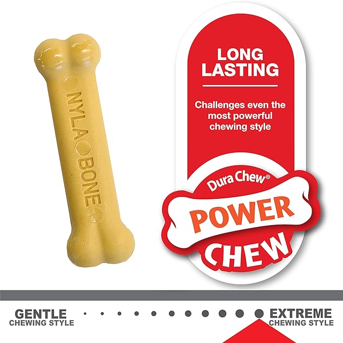 Nylabone Classic Puppy Chew Toy Twin Pack - Puppy Chew Toys for Teething - Puppy Supplies - Chicken & Peanut Butter Flavor, X-Small/Petite, 2 Count (Pack of 1)