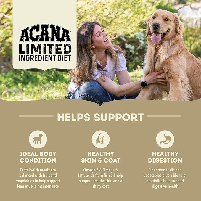 ACANA Singles Limited Ingredient Dry Dog Food, Duck & Pear Recipe, Single Protein Source Dog Food Kibble, 13lb
