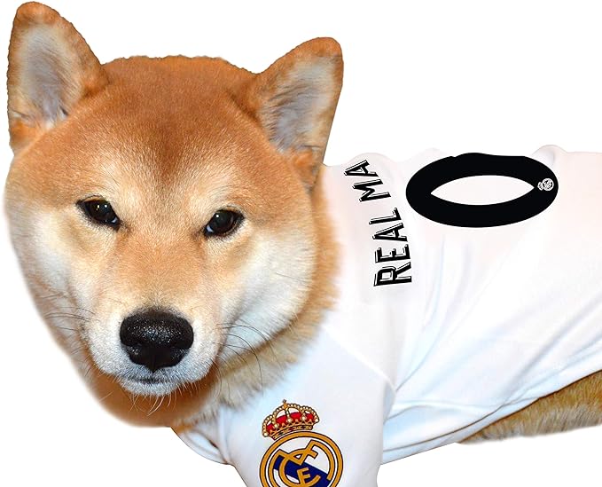 Real Madrid Jersey for DOGS & CATS Football Fan Jerseys, Bright Team colors, SIZE: Large