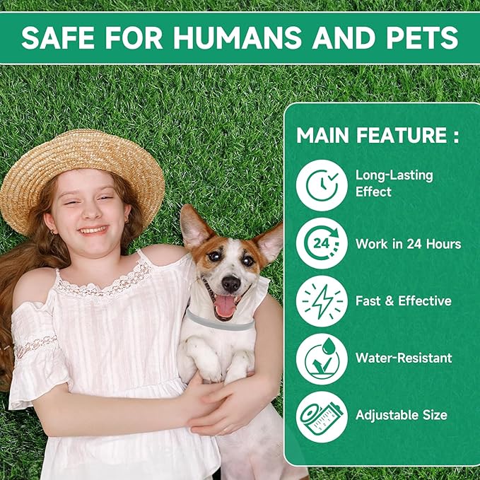 4 Pack Flea Collar for Dogs, Dog Flea and Tick Treatment, 8 Months Protection Flea and Tick Collar for Dogs, Waterproof Dog Flea Collar, Adjustable Collar Flea and Tick Prevention for Dogs