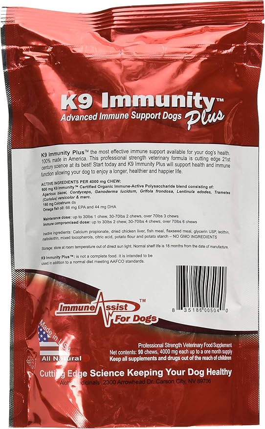 K9 Immunity Plus - Potent Immune Booster for Dogs Over 70 Pounds - 90 Soft Chews