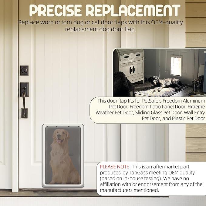 TonGass Dog Door Flap Replacement Extra Large Compatible with PetSafe Freedom Dog and Cat Doors PAC11-11040 - Measures 13 6/8" x 24" with Magnetic Closure