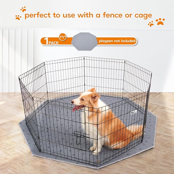 Washable Pee Pads for Dogs(Playpen not Included), 71" Diameter Reusable Puppy Pads with Super Absorbent, Specifically Designed for 24inch 8 Panels Dog Playpen-Octagon