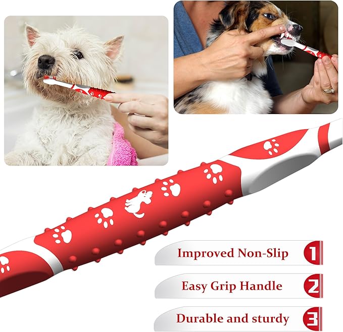 8 pcs Dog Toothbrush pet Toothbrush Small to Large Dogs,Cats with Soft Bristles Non Slip Dual Head Dog Toothbrush