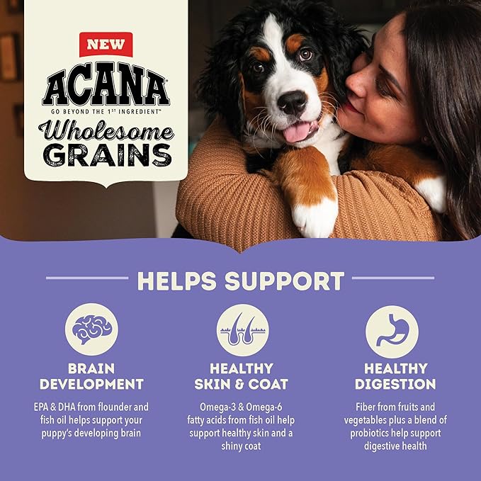 ACANA Wholesome Grains Dry Dog Food, Large Breed Puppy Recipe, Chicken Dog Food, 22.5lb