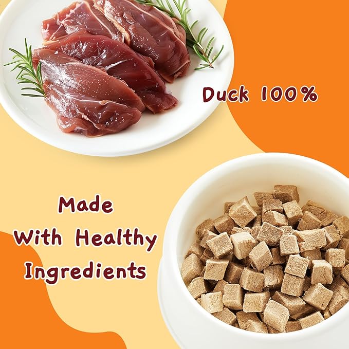 Jungle Calling Freeze Dried Dog and Cat Treats - High Protein, Low Fat, Made with a Single Ingredient - Perfect for Training and Snacking, 2.8 oz (Duck Cube)