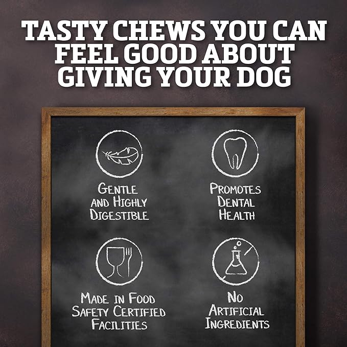 Rawhide Dog Treats | Healthy, Grass-Fed Buffalo Jerky Raw Hide Chews | Hickory Smoked Flavor | Jerky Twist, 40 Count(Pack of 1)