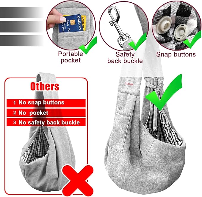 Dog Carrier Sling - Stylish and Convenient - Comfortable Dog Purse for Traveling - Secure Bag for On-The-Go Pet Parents - Perfect for Small Dogs - Fashionable and Functional - stay Hands-Free