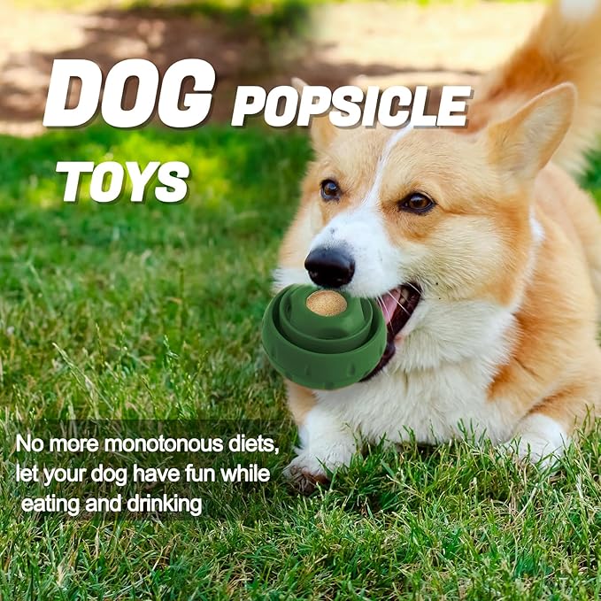 Freezable Fillable Dog Toys: Long-Lasting Rubber Dog Chew Toy with Silicone Treat Tray, Distracts Your Pup from Boredom, Reusable & Dishwasher Safe, for Large Dogs 25lbs+, Green