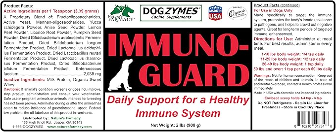 Dogzymes Immuno Guard Immunity Support with Live Beneficial Probiotics and Enzymes(2 pound)