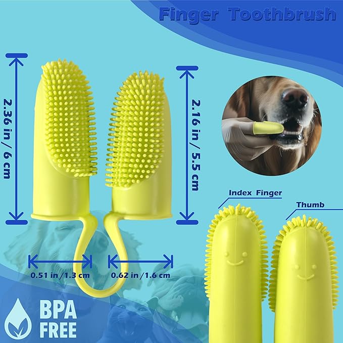 Dog Toothbrush Kit, Pet Toothbrush & Tongue Cleaner for Dogs, Cats & Small Pets, Finger Toothbrush for Dog, Cat Tooth Brush,Tooth Brushing, Dental Care kit for Small Pets Ferret