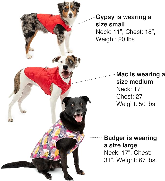 Kurgo Loft Dog Jacket, Reversible Winter Coat for Dogs, Wear with Harness or Sweater, Water Resistant, Reflective, for Small Medium Large Pets (Watercolor Stripe, L)
