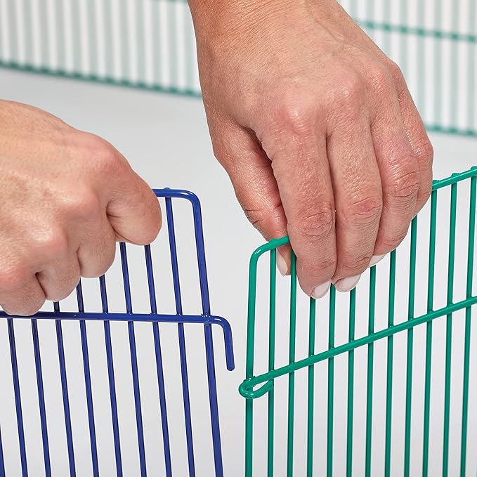 MidWest Homes for Pets Small Animal Pet Playpen /Exercise Pen, Blue and Green,1 Count (Pack of 1), Small Animal Playpen.