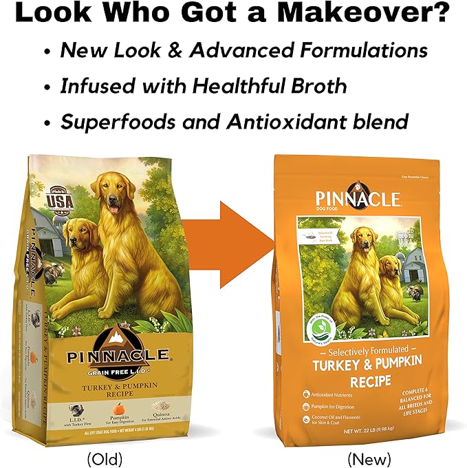 pinnacle pet Turkey & Pumpkin Dry Dog Food 4 lb, Infused with Broth