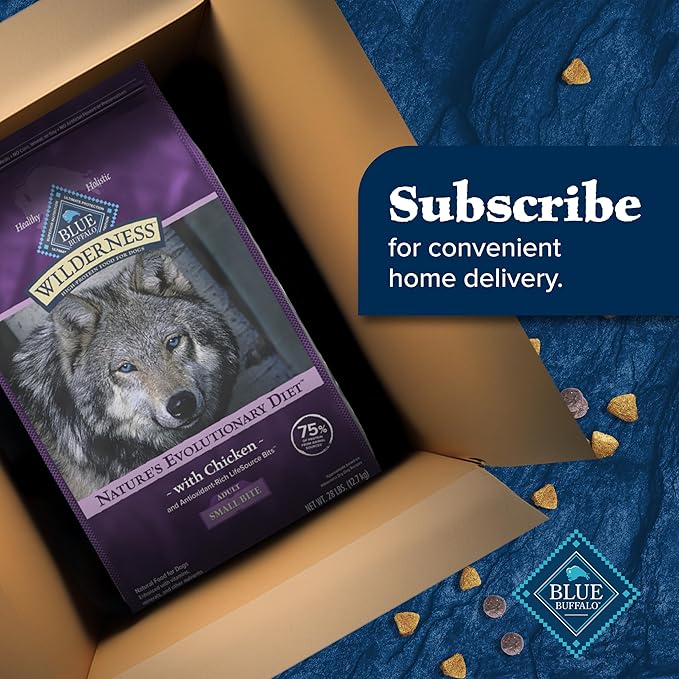 Blue Buffalo Wilderness High Protein Natural Adult Small Bite Dry Dog Food plus Wholesome Grains, Chicken 28 lb bag