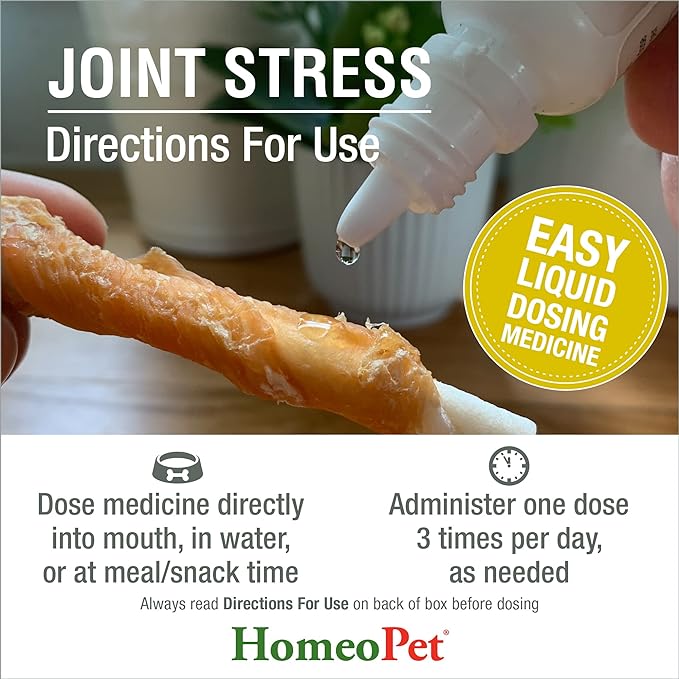 HomeoPet Joint Stress, Joint Support for Dogs and Cats, Liquid Pet Meds to Support Healthy Joint Movement, 15 Milliliters