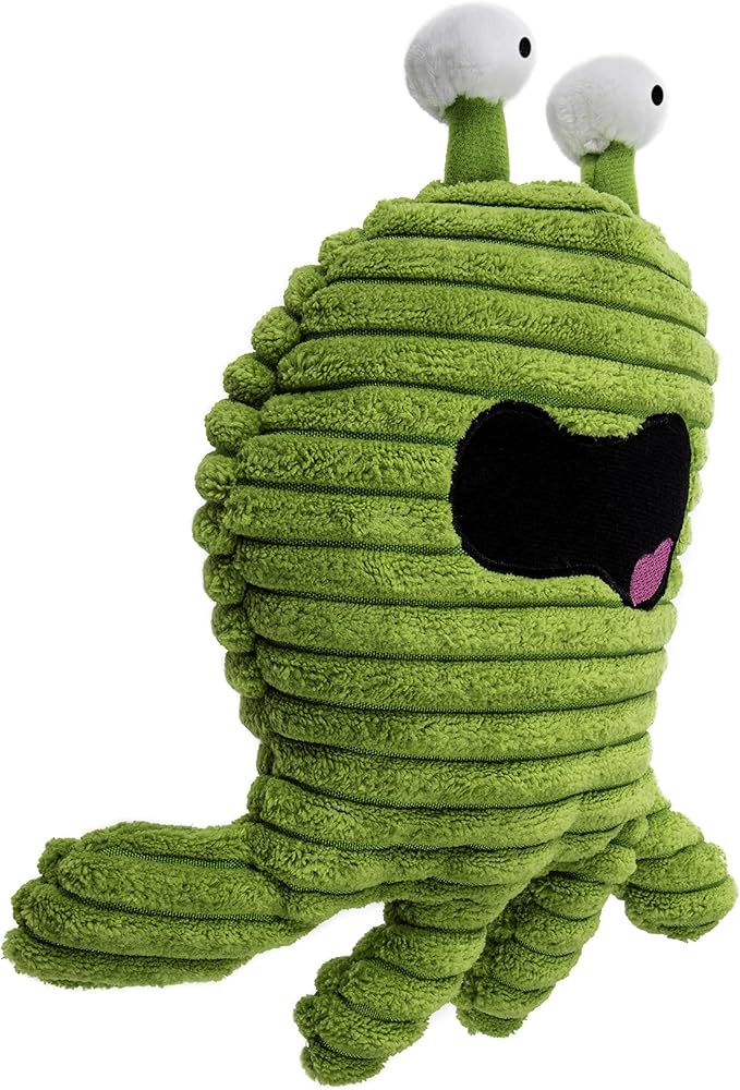 goDog PlayClean Germs Squeaky Plush Dog Toy with Odor-Eliminating Essential Oils, Chew Guard Technology - Green, Small
