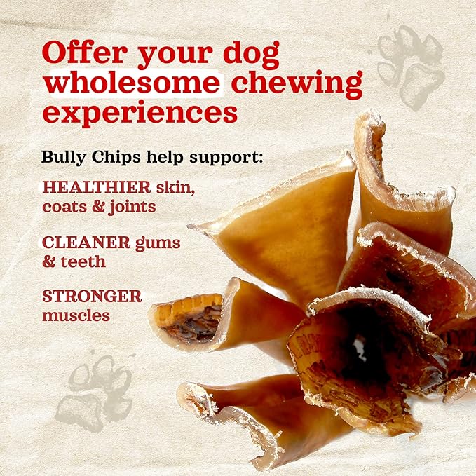Natural Farm Bully Slices (4-6 Inch, 16 Oz.), Beef Cheek Chips from Grass-Fed Cows, Non-GMO, Grain-Free, Natural Long-Lasting Dog Chews for Small, Medium & Large Dogs, Great Rawhide Alternative