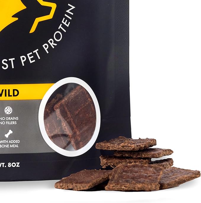 Venison Jerky Dog Treats, Grain Free, All Natural, No Fillers, No Artificial Preservatives - Nature's Purest Dog Treats - 8 oz Bag (2 Pack)