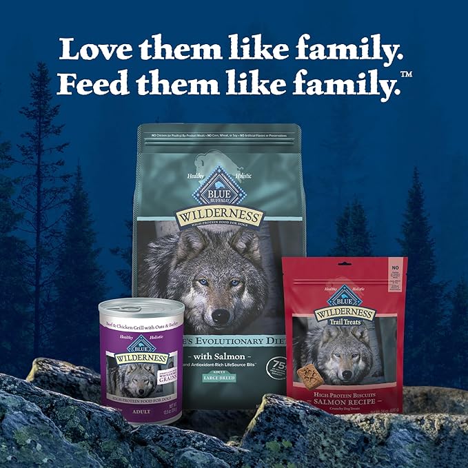 Blue Buffalo Wilderness High Protein Natural Large Breed Adult Dry Dog Food plus Wholesome Grains, Salmon 28 lb bag