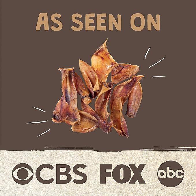 Mighty Paw Half Pig Ears Dog Chews | Natural Single-Ingredient Pork Treats | For All Breeds | 12 Count
