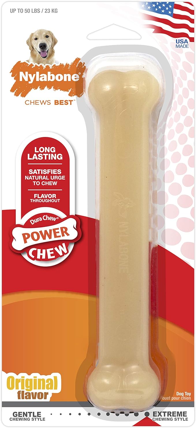 Nylabone Power Chew Classic Bone Chew Toy for Dogs, Durable Dog Toys for Aggressive Chewers, Original Flavor, Large/Giant - Up to 50 lbs. (1 Count)
