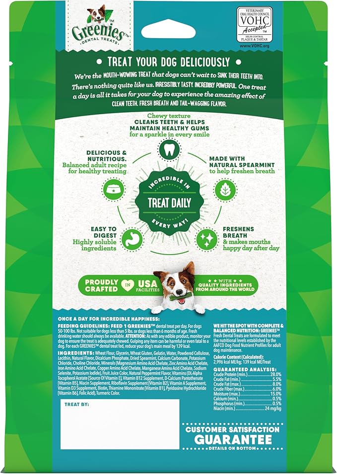 Greenies Large Natural Dental Care Dog Treats Fresh Flavor, 12 oz. Pack (8 Treats)