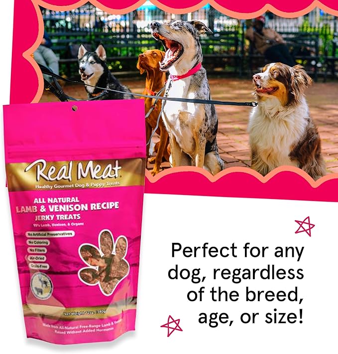 Real Meat Dog Treats - Two 12oz Bag of Bite-Sized Air-Dried Lamb & Venison Jerky for Dogs - Grain-Free Jerky Dog Treats with 95% All-Natural, Human-Grade, Free-Range, Grass Fed Lamb & Venison