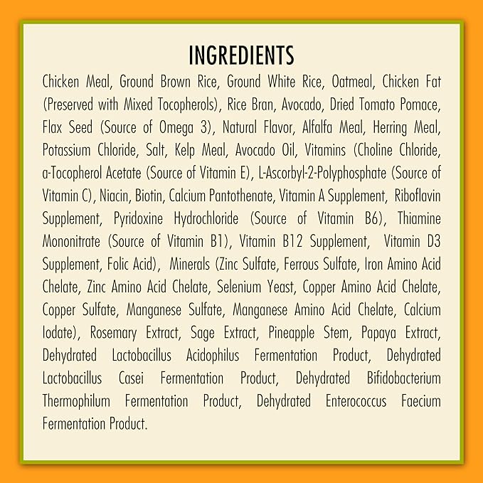 AvoDerm Natural Dry Dog Food, For Skin & Coat, Chicken & Rice Formula 15 Pound