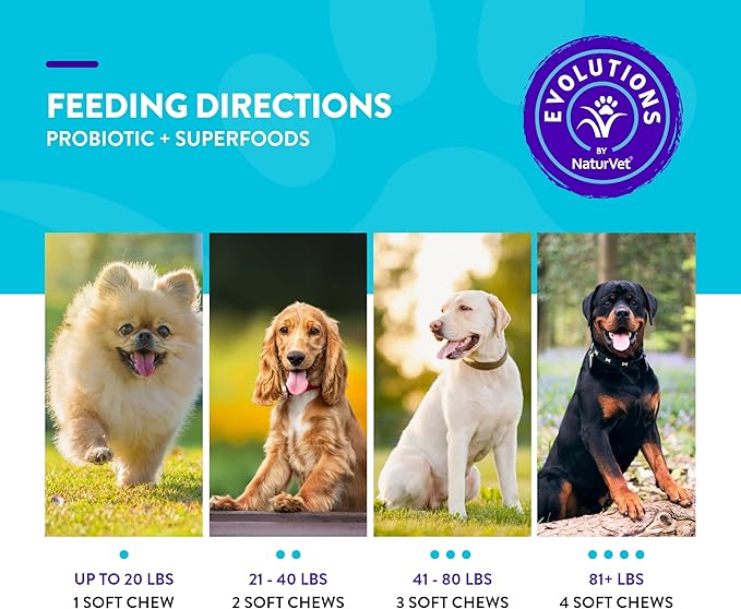 NaturVet Evolutions Probiotic & Superfoods 180ct Soft Chews for Dogs - Prebiotic & Probiotic Blend, Digestive Enzymes, Bone Broth, Omega's - Nourishes Natural Gut Bacteria and Intestinal Microflora