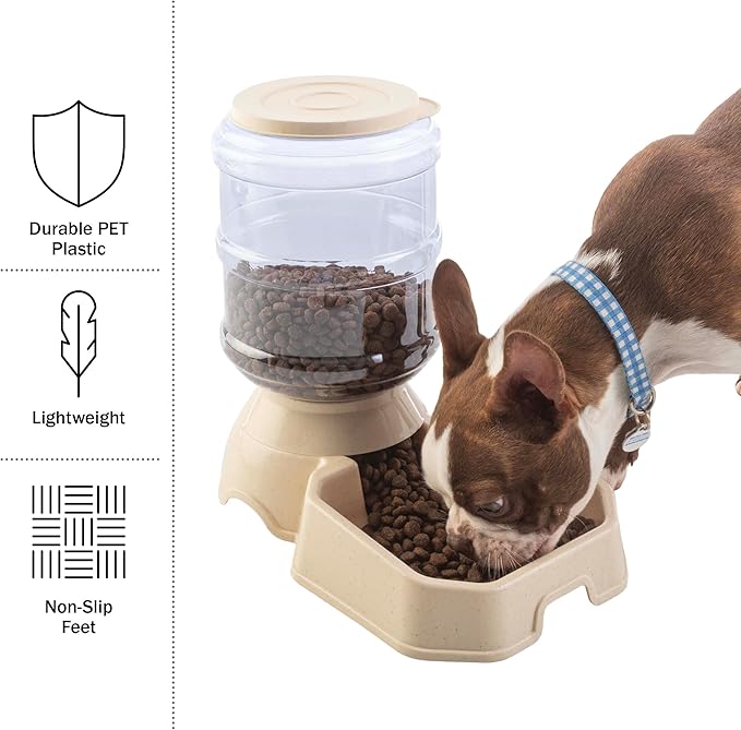 Automatic Cat Feeder and Water Dispenser - 2-Pack 3.8L/1G Dog Food and Water Bowl - Gravity Automatic Water Dispenser for Dogs and Cats by PETMAKER