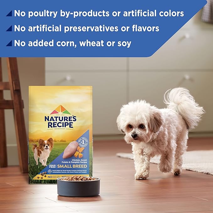 Nature′s Recipe Grain Free Small Breed Chicken, Sweet Potato & Pumpkin Recipe Dry Dog Food, 4 lb. Bag