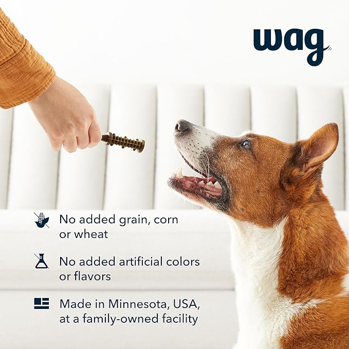 Amazon Brand - Wag Dental Dog Treats to Help Clean Teeth & Freshen Breath - Medium, Unflavored, 36 Count (Pack of 1)