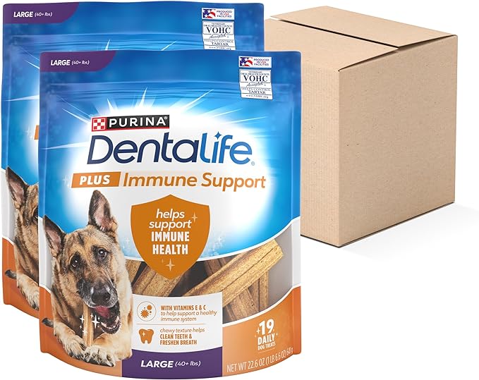 Dentalife Purina Plus Immune Support Chicken, Apple and Blueberry Flavor Large Dog Dental Chews, MP - 19 ct. Pouch