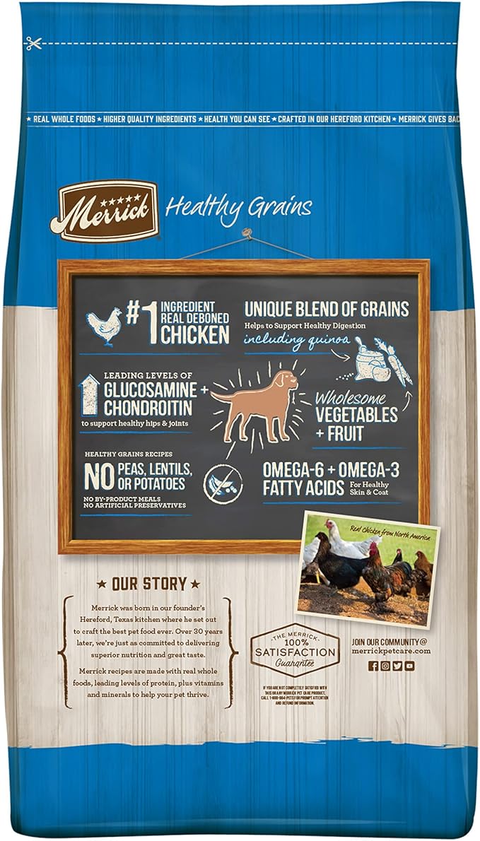Merrick Healthy Grains Premium Large Breed Dry Dog Food, Wholesome And Natural Kibble For Big Dogs, Chicken - 30.0 lb. Bag