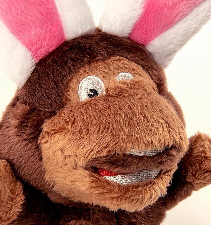 goDog Flips Monkey-Rabbit Silent Squeak Plush Dog Toy, Chew Guard Technology - Brown, Large